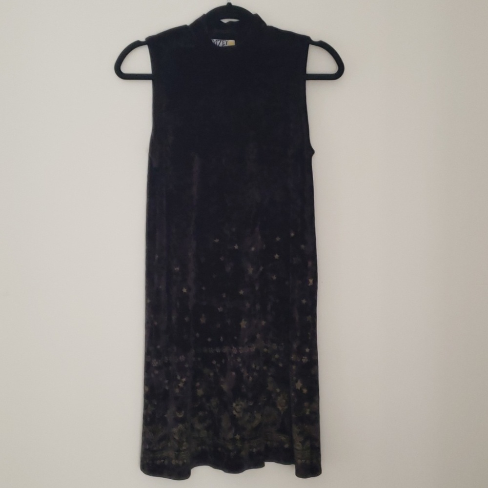 Black Crushed Velvet High Neck dress